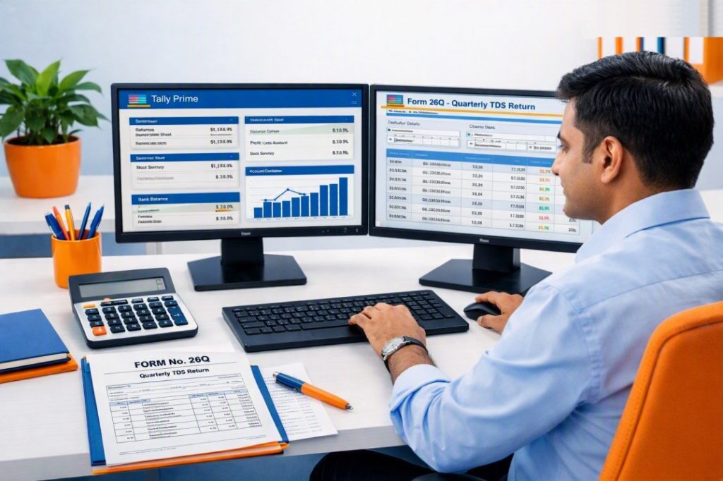 tds calculation and quarterly return filing form 26q in tally prime